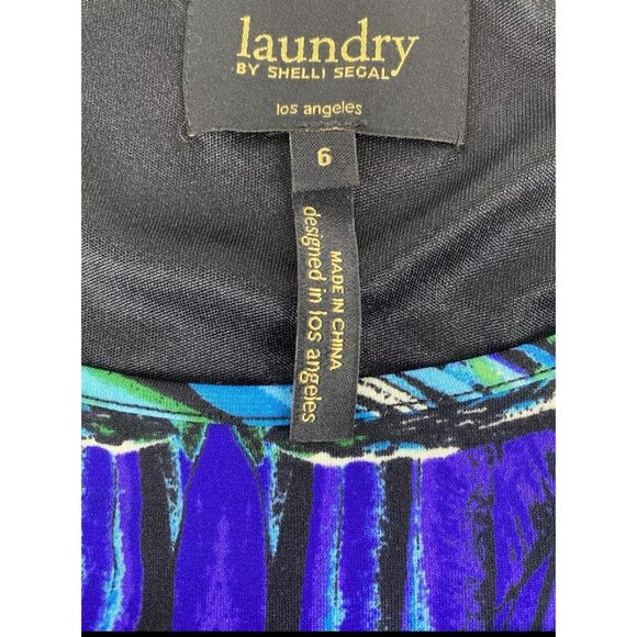 Laundry by Shelli Segal Boho Chic Preppy Sift Dress Ballon Sleeves Green Blue 6 - Picture 5 of 12